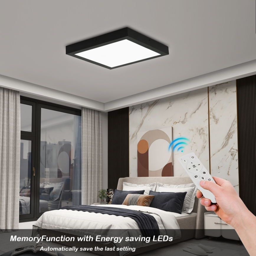 Brilagi - Himmennettävä kylpyhuoneen LED-kattovalaisin FRAME SMART LED/24W/230V 30x30 cm 3000-6000K IP44 musta + kauko-ohjaus