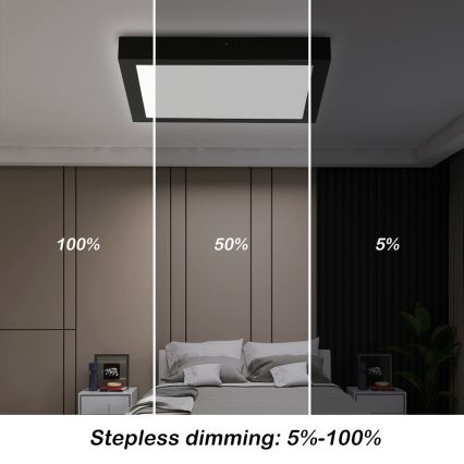 Brilagi - Himmennettävä kylpyhuoneen LED-kattovalaisin FRAME SMART LED/24W/230V 30x30 cm 3000-6000K IP44 musta + kauko-ohjaus