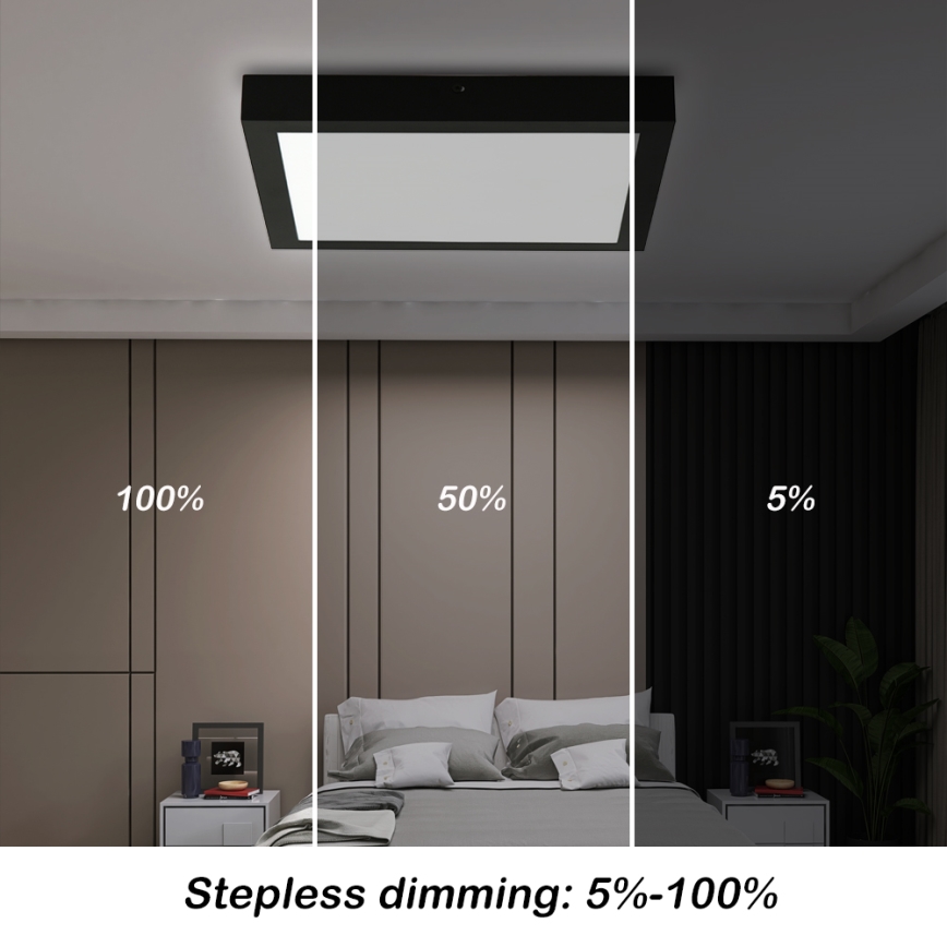 Brilagi - Himmennettävä kylpyhuoneen LED-kattovalaisin FRAME SMART LED/24W/230V 30x30 cm 3000-6000K IP44 musta + kauko-ohjaus