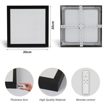 Brilagi - Himmennettävä kylpyhuoneen LED-kattovalaisin FRAME SMART LED/24W/230V 30x30 cm 3000-6000K IP44 musta + kauko-ohjaus