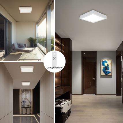 Brilagi - Himmennettävä kylpyhuoneen LED-kattovalaisin FRAME SMART LED/24W/230V 30x30 cm 3000-6000K IP44 valkoinen + kauko-ohjaus