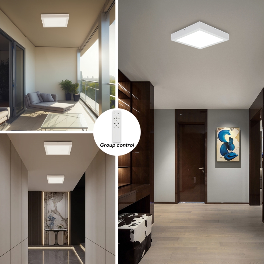 Brilagi - Himmennettävä kylpyhuoneen LED-kattovalaisin FRAME SMART LED/24W/230V 30x30 cm 3000-6000K IP44 valkoinen + kauko-ohjaus