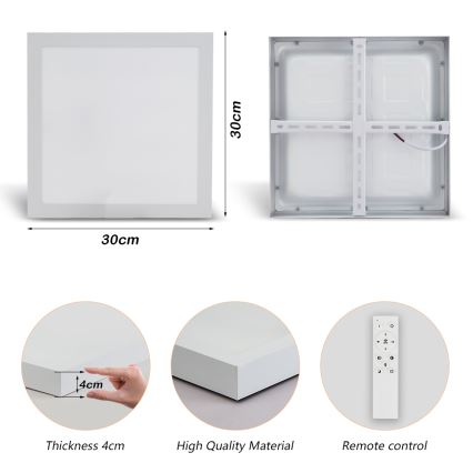 Brilagi - Himmennettävä kylpyhuoneen LED-kattovalaisin FRAME SMART LED/24W/230V 30x30 cm 3000-6000K IP44 valkoinen + kauko-ohjaus