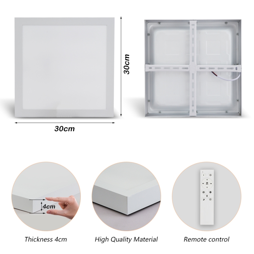 Brilagi - Himmennettävä kylpyhuoneen LED-kattovalaisin FRAME SMART LED/24W/230V 30x30 cm 3000-6000K IP44 valkoinen + kauko-ohjaus