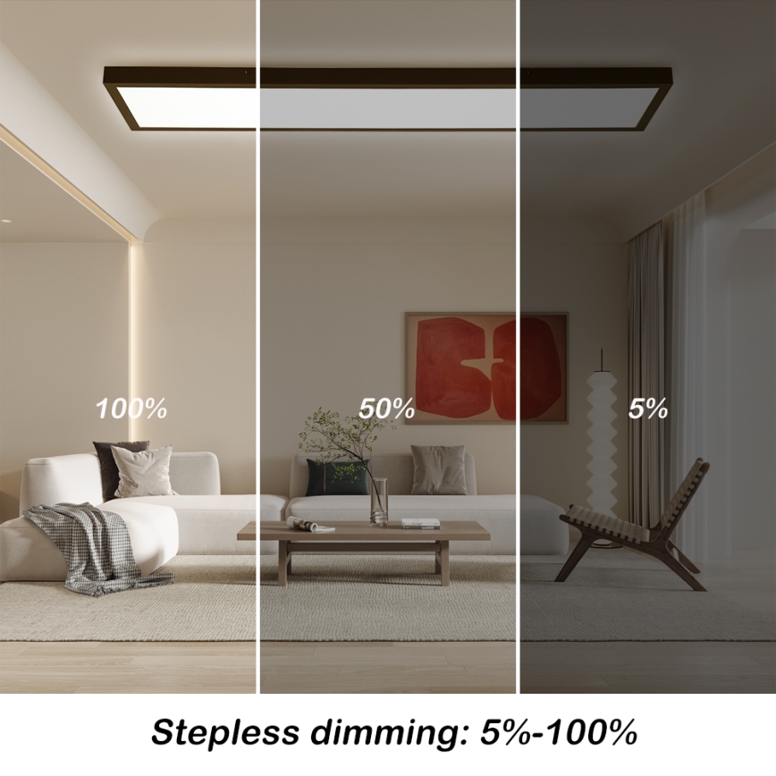 Brilagi - Himmennettävä kylpyhuoneen LED-kattovalaisin FRAME SMART LED/50W/230V 30x120 cm 3000-6000K IP44 musta + kauko-ohjaus