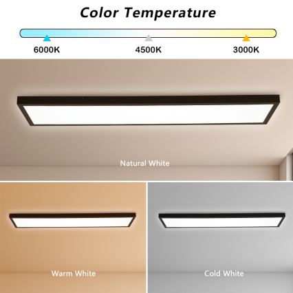 Brilagi - Himmennettävä kylpyhuoneen LED-kattovalaisin FRAME SMART LED/50W/230V 30x120 cm 3000-6000K IP44 musta + kauko-ohjaus