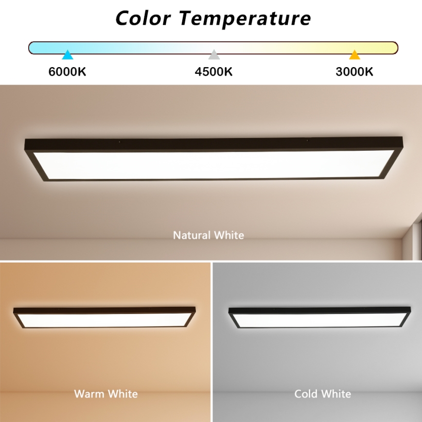 Brilagi - Himmennettävä kylpyhuoneen LED-kattovalaisin FRAME SMART LED/50W/230V 30x120 cm 3000-6000K IP44 musta + kauko-ohjaus