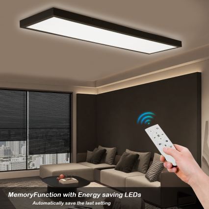 Brilagi - Himmennettävä kylpyhuoneen LED-kattovalaisin FRAME SMART LED/50W/230V 30x120 cm 3000-6000K IP44 musta + kauko-ohjaus