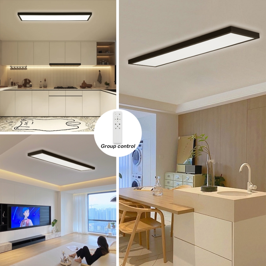 Brilagi - Himmennettävä kylpyhuoneen LED-kattovalaisin FRAME SMART LED/50W/230V 30x120 cm 3000-6000K IP44 musta + kauko-ohjaus