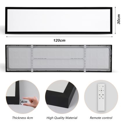 Brilagi - Himmennettävä kylpyhuoneen LED-kattovalaisin FRAME SMART LED/50W/230V 30x120 cm 3000-6000K IP44 musta + kauko-ohjaus