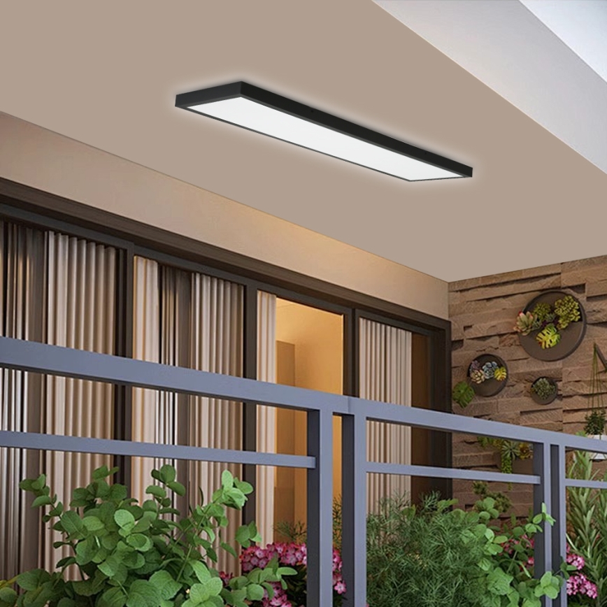 Brilagi - Himmennettävä kylpyhuoneen LED-kattovalaisin FRAME SMART LED/50W/230V 30x120 cm 3000-6000K IP44 musta + kauko-ohjaus