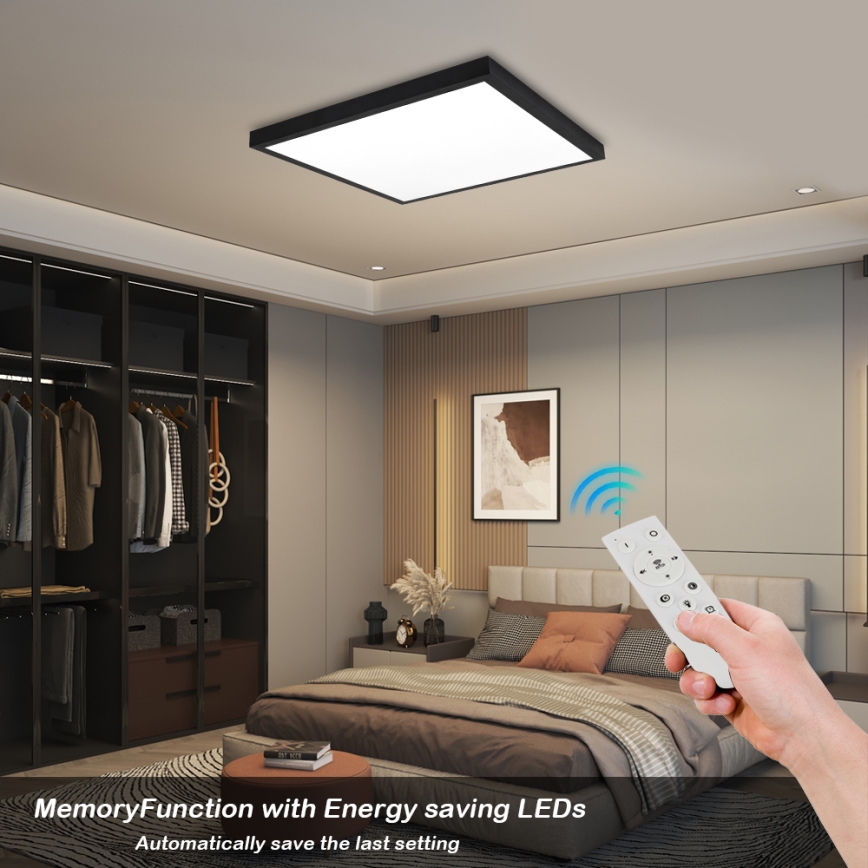 Brilagi - Himmennettävä kylpyhuoneen LED-kattovalaisin FRAME SMART LED/50W/230V 60x60 cm 3000-6000K IP44 musta + kauko-ohjaus