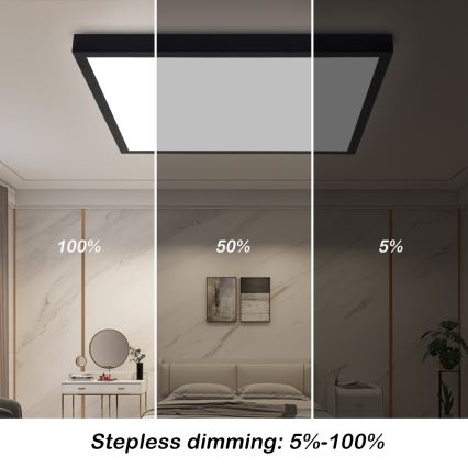 Brilagi - Himmennettävä kylpyhuoneen LED-kattovalaisin FRAME SMART LED/50W/230V 60x60 cm 3000-6000K IP44 musta + kauko-ohjaus