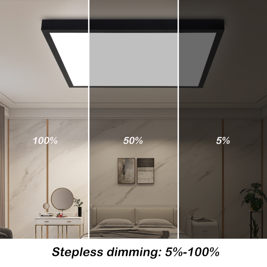 Brilagi - Himmennettävä kylpyhuoneen LED-kattovalaisin FRAME SMART LED/50W/230V 60x60 cm 3000-6000K IP44 musta + kauko-ohjaus
