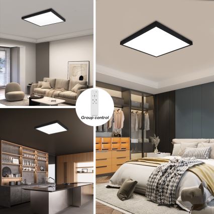 Brilagi - Himmennettävä kylpyhuoneen LED-kattovalaisin FRAME SMART LED/50W/230V 60x60 cm 3000-6000K IP44 musta + kauko-ohjaus