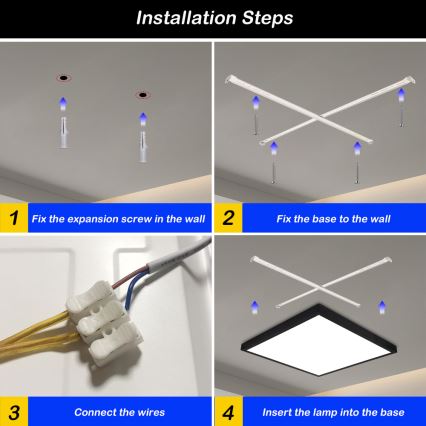 Brilagi - Himmennettävä kylpyhuoneen LED-kattovalaisin FRAME SMART LED/50W/230V 60x60 cm 3000-6000K IP44 musta + kauko-ohjaus