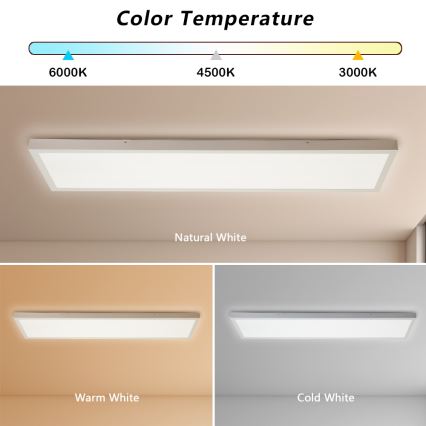 Brilagi - Himmennettävä kylpyhuoneen LED-kattovalaisin FRAME SMART LED/50W/230V 30x120 cm 3000-6000K IP44 valkoinen + kauko-ohjaus