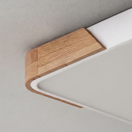 Brilagi - himmennettävä LED-kattovalaisin PILANA LED/48W/230V 3000-6500K tammi/valkoinen 56x56 cm + kaukosäädin