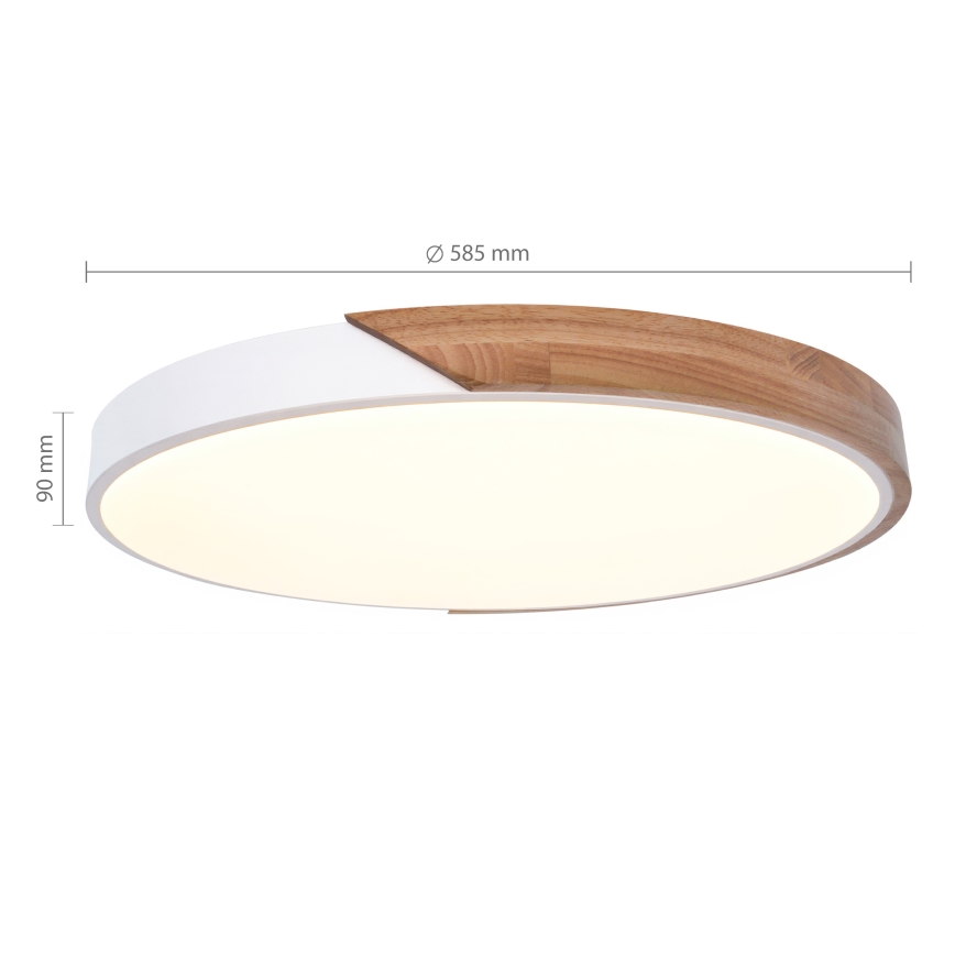 Brilagi - himmennettävä LED-kattovalaisin PILANA LED/60W/230V 3000-6500K tammi/valkoinen, halkaisija 60 cm + kaukosäädin