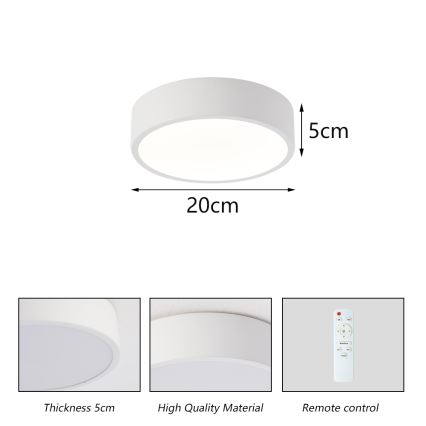 Brilagi - LED-himmennettävä kattovalaisin POOL LED/18W/230V 3000-6000K 20 cm valkoinen + kaukosäädin