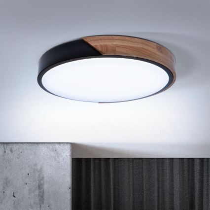 Brilagi - LED himmennettävä kattovalaisin PILANA LED/48W/230V 3000-6500K tammi Ø 40 cm + kaukosäädin