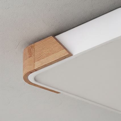 Brilagi - LED Himmennettävä kattovalaisin PILANA LED/48W/230V 3000-6500K tammi/valkoinen 42x42 cm + kaukosäädin