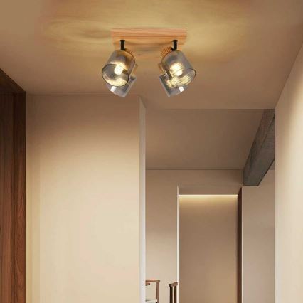 Brilagi - HYGGE-kohdevalaisin 4xE14/15W/230V kumipuu/savunvärinen