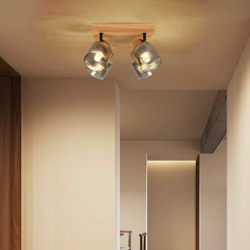 Brilagi - HYGGE-kohdevalaisin 4xE14/15W/230V kumipuu/savunvärinen