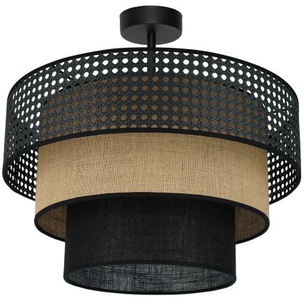 Brilagi - Kattoasennettava kattovalaisin DAKOTA LUNETA 1xE27/15W/230V halkaisija 45 cm musta/rottinki