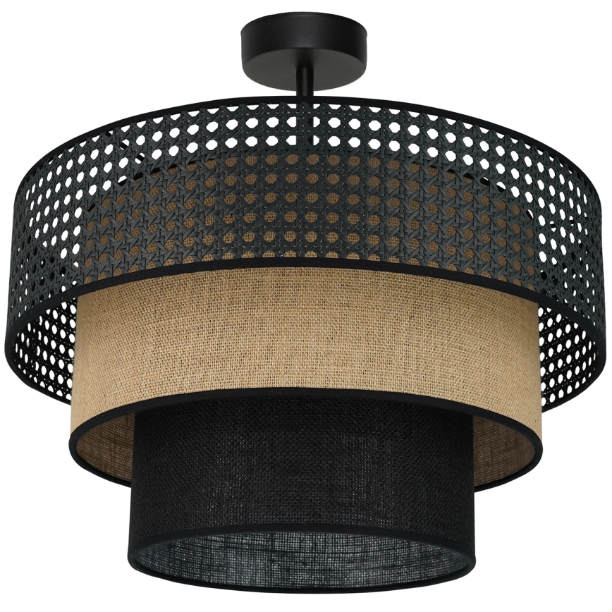 Brilagi - Kattoasennettava kattovalaisin DAKOTA LUNETA 1xE27/15W/230V halkaisija 45 cm musta/rottinki