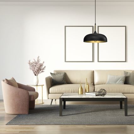 Brilagi - Kattokruunu johdossa ABRAHAM 1xE27/60W/230V halkaisija 35 cm musta