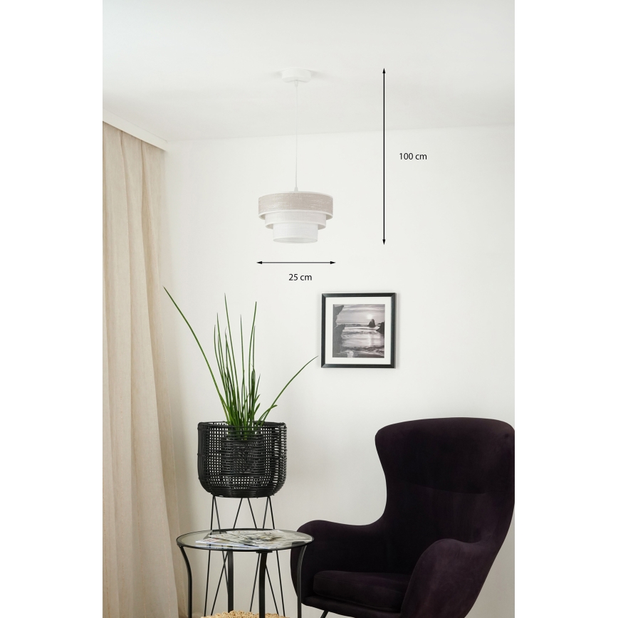 Brilagi - Kattokruunu johdossa ALASKA LUNETA 1xE27/15W/230V halkaisija 25 cm harmaa/kerma