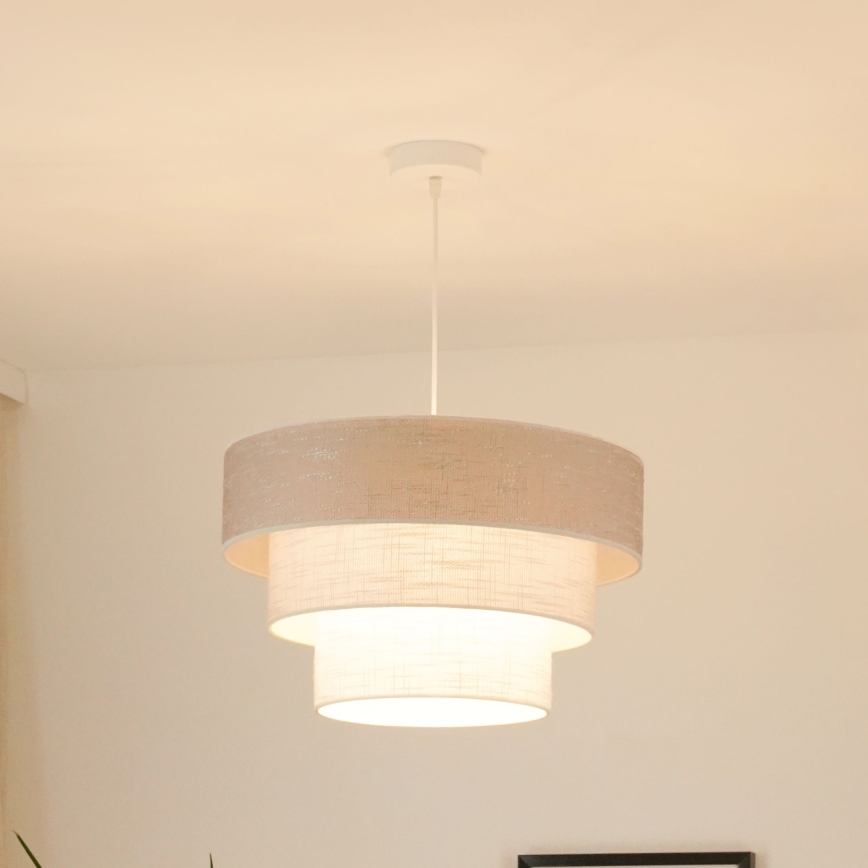 Brilagi - Kattokruunu johdossa ALASKA LUNETA 1xE27/15W/230V halkaisija 45 cm harmaa/kerma