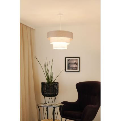 Brilagi - Kattokruunu johdossa ALASKA LUNETA 1xE27/15W/230V halkaisija 45 cm harmaa/kerma