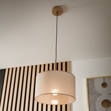 Brilagi - Kattokruunu johdossa ANTHONY 1xE27/60W/230V tammi/beige