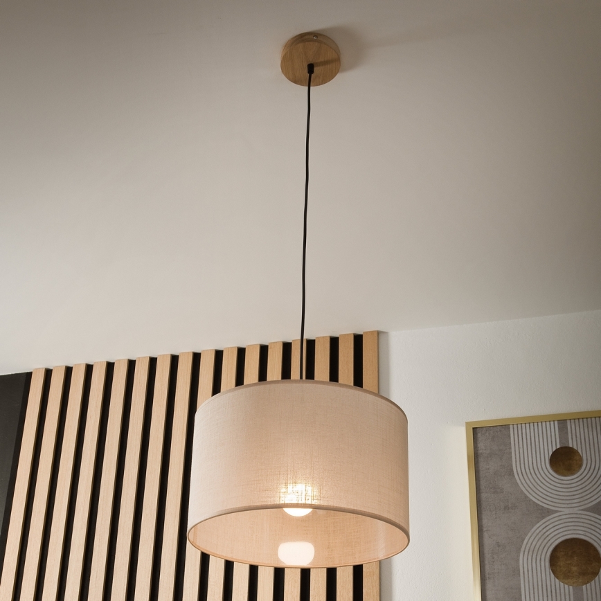 Brilagi - Kattokruunu johdossa ANTHONY 1xE27/60W/230V tammi/beige