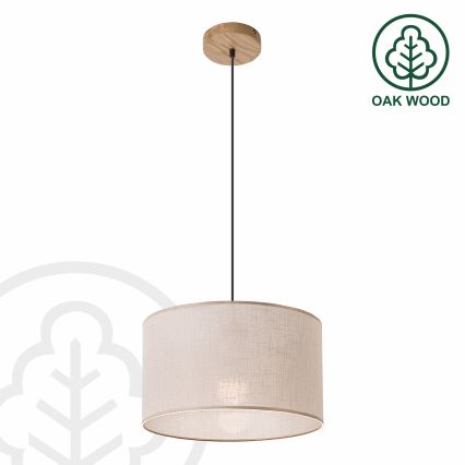 Brilagi - Kattokruunu johdossa ANTHONY 1xE27/60W/230V tammi/beige