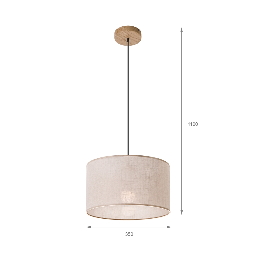 Brilagi - Kattokruunu johdossa ANTHONY 1xE27/60W/230V tammi/beige
