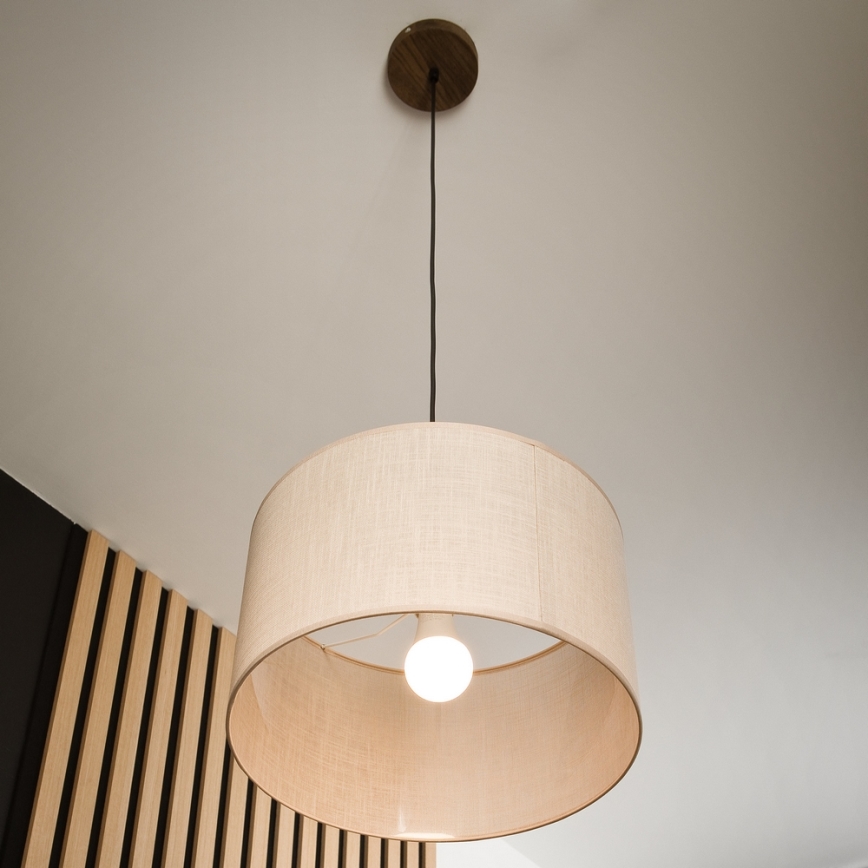 Brilagi - Kattokruunu johdossa ANTHONY 1xE27/60W/230V tammi/beige