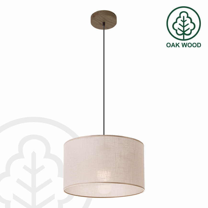 Brilagi - Kattokruunu johdossa ANTHONY 1xE27/60W/230V tammi/beige