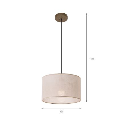Brilagi - Kattokruunu johdossa ANTHONY 1xE27/60W/230V tammi/beige