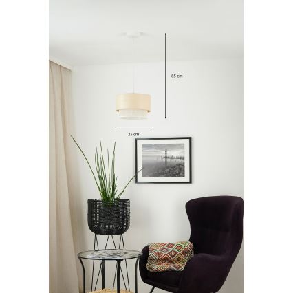 Brilagi - Kattokruunu johdossa ARIZONA BOHO 1xE27/15W/230V halkaisija 25 cm beige/valkoinen