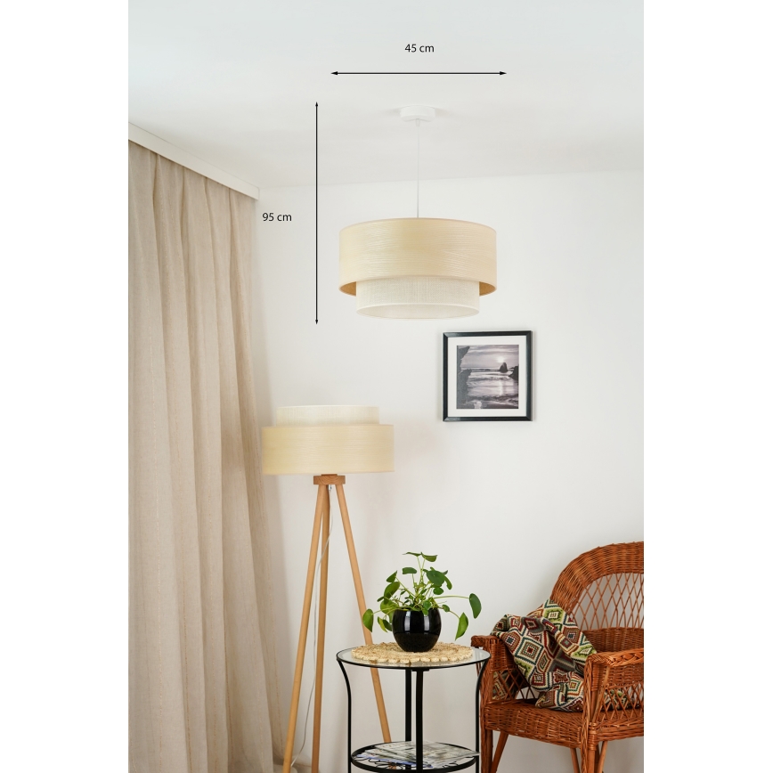 Brilagi - Kattokruunu johdossa ARIZONA BOHO 1xE27/15W/230V halkaisija 45 cm beige/valkoinen