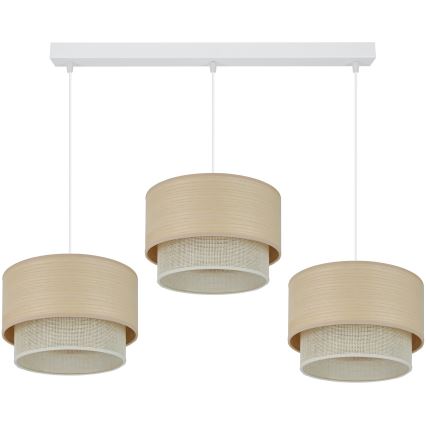 Brilagi - Kattokruunu johdossa ARIZONA BOHO 3xE27/15W/230V beige/valkoinen
