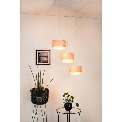 Brilagi - Kattokruunu johdossa ARIZONA BOHO 3xE27/15W/230V beige/valkoinen