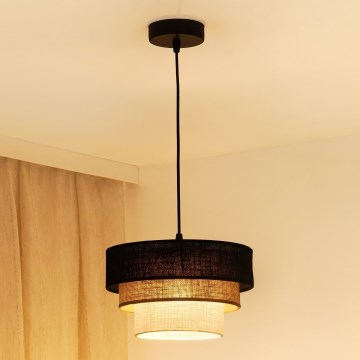Brilagi - Kattokruunu johdossa ASPEN LUNETA 1xE27/15W/230V halkaisija 25 cm musta/beige/kerma