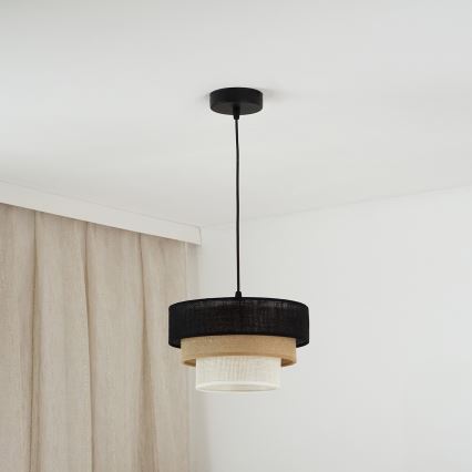 Brilagi - Kattokruunu johdossa ASPEN LUNETA 1xE27/15W/230V halkaisija 25 cm musta/beige/kerma
