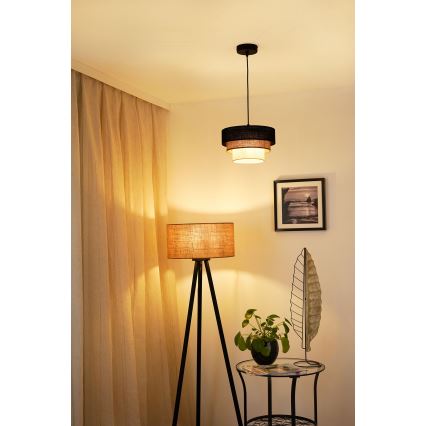 Brilagi - Kattokruunu johdossa ASPEN LUNETA 1xE27/15W/230V halkaisija 25 cm musta/beige/kerma