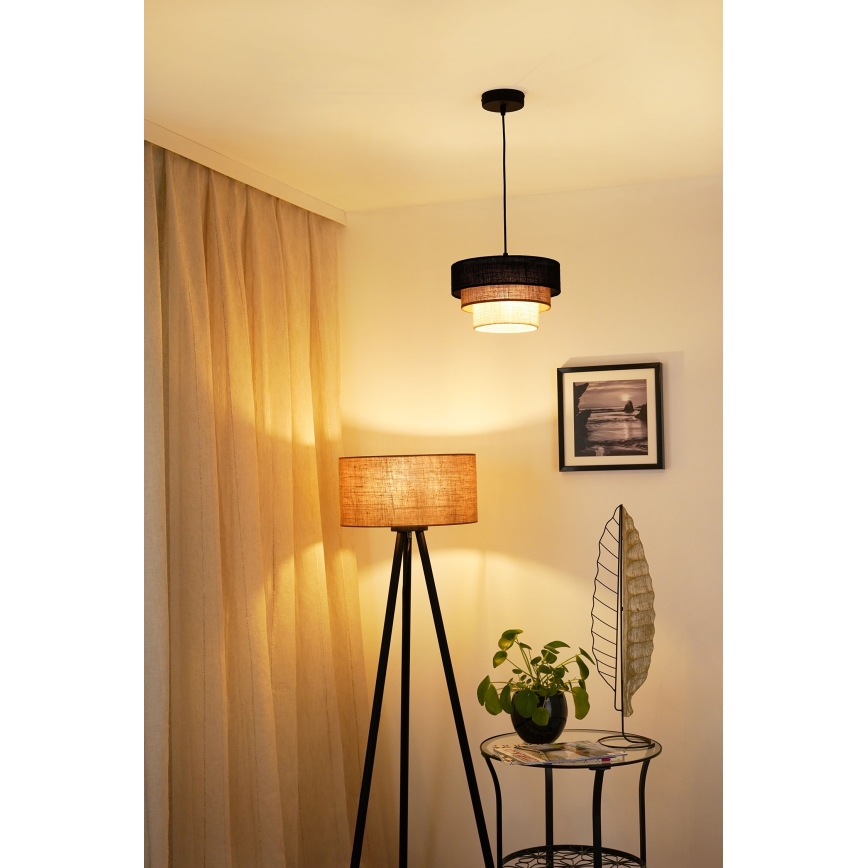 Brilagi - Kattokruunu johdossa ASPEN LUNETA 1xE27/15W/230V halkaisija 25 cm musta/beige/kerma