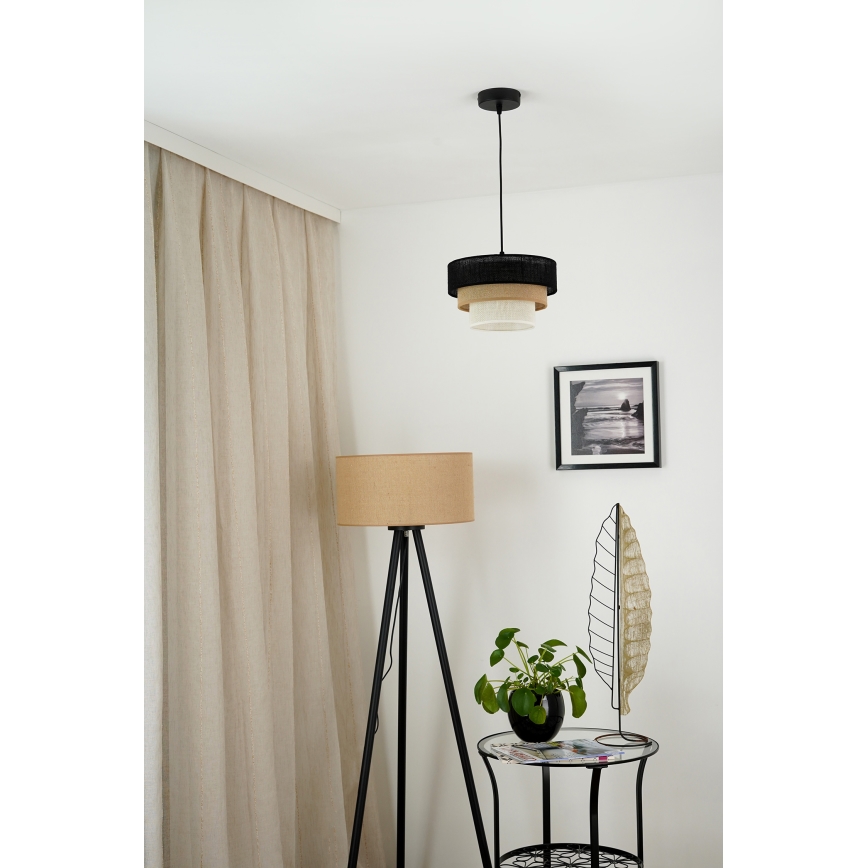 Brilagi - Kattokruunu johdossa ASPEN LUNETA 1xE27/15W/230V halkaisija 25 cm musta/beige/kerma